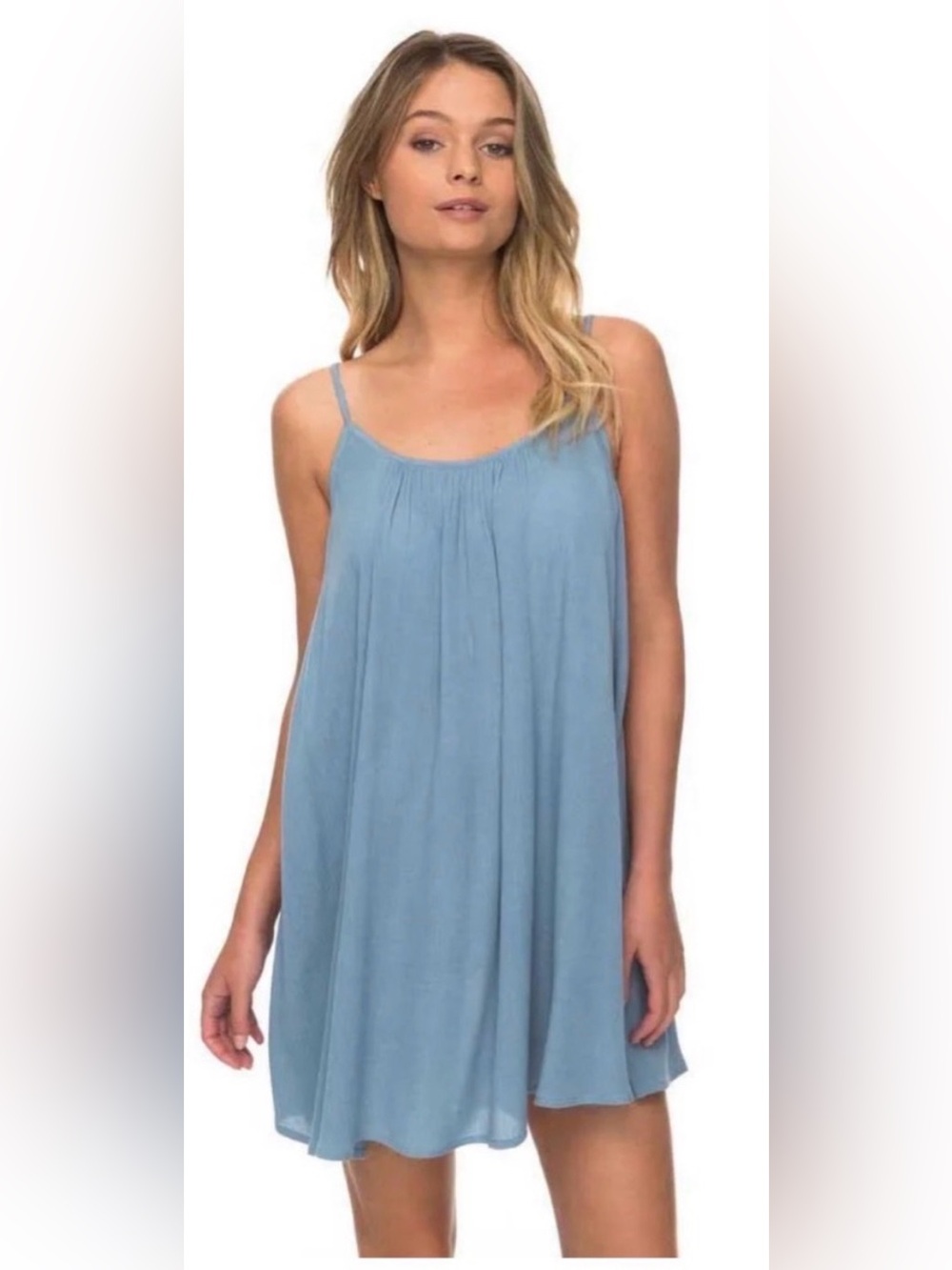 Roxy Windy Fly Away Strappy Blue Women's Dress Size M. Viscose crepe fabric
